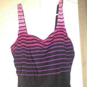Pink and Purple Striped Bathing Suit